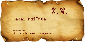 Kabai Márta névjegykártya